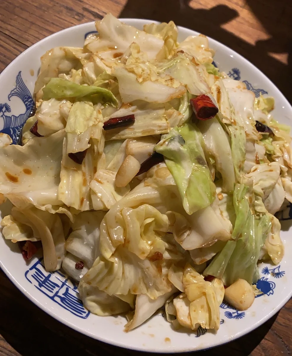 火爆高丽菜 stir fried cabbage with vinegarette, Cheng Du Street Food